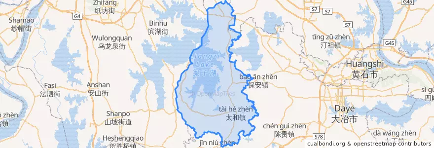 Mapa de ubicacion de 梁子湖区.