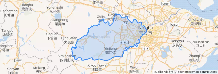 Mapa de ubicacion de Distrito de Haishu.
