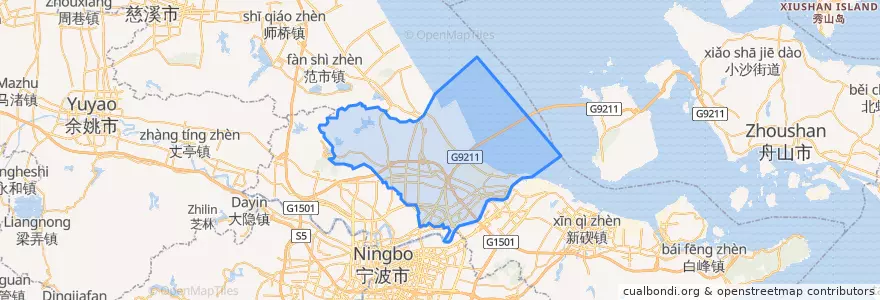 Mapa de ubicacion de Zhenhai.