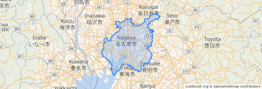 Mapa de ubicacion de 名古屋市.