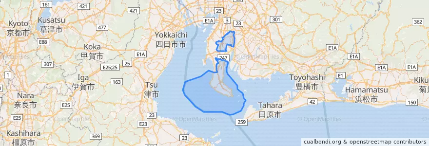 Mapa de ubicacion de 知多郡.