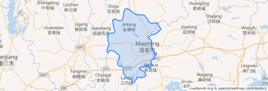 Mapa de ubicacion de 茂南区 (Maonan).