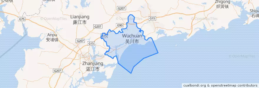 Mapa de ubicacion de 吴川市 (Wuchuan).