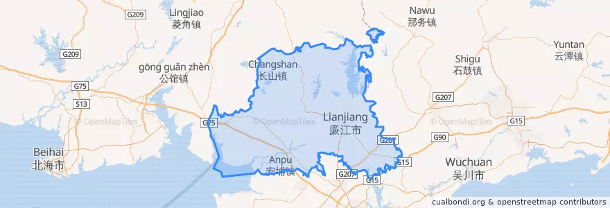 Mapa de ubicacion de Lianjiang City.