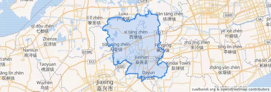 Mapa de ubicacion de 嘉善县.