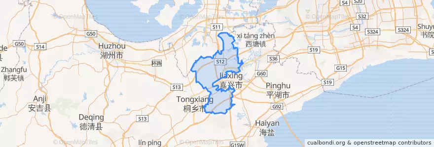 Mapa de ubicacion de 秀洲区.