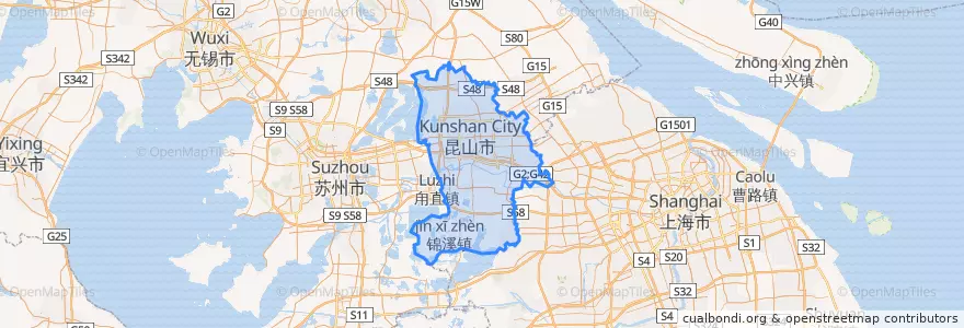 Mapa de ubicacion de 쿤산시.