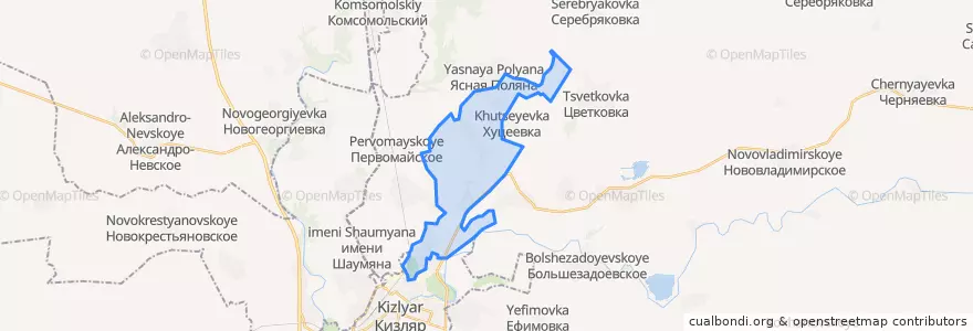 Mapa de ubicacion de Кизлярский сельсовет.