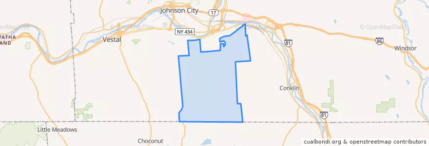 Mapa de ubicacion de Binghamton Town.