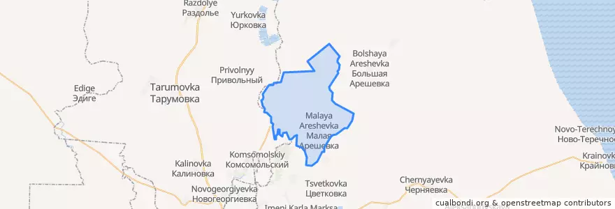 Mapa de ubicacion de Малоарешевский сельсовет.