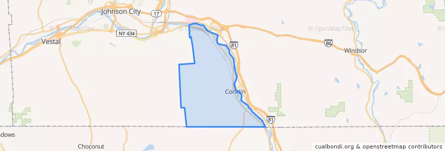 Mapa de ubicacion de Conklin Town.