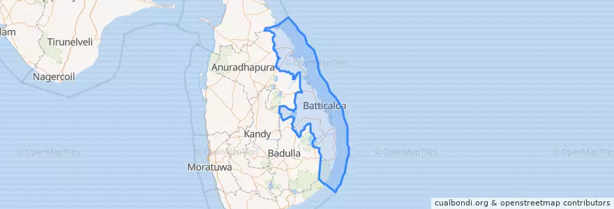 Mapa de ubicacion de கிழக்கு மாகாணம்.