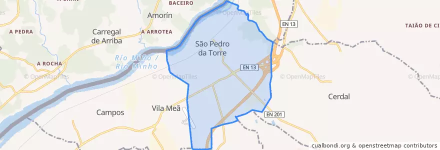 Mapa de ubicacion de São Pedro da Torre.