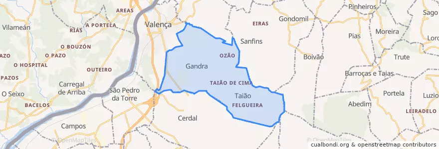 Mapa de ubicacion de Gandra e Taião.