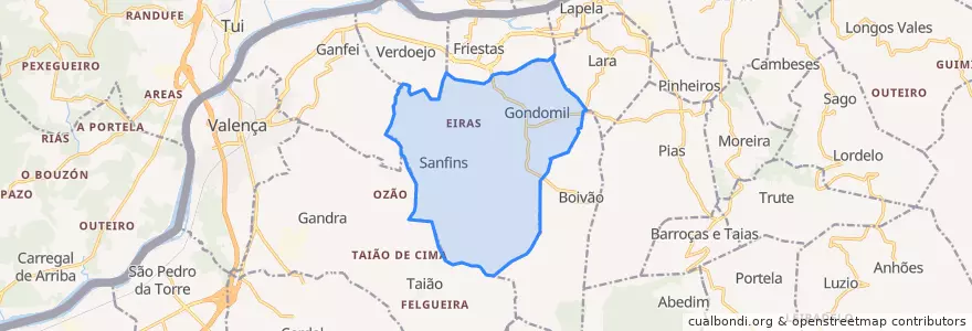 Mapa de ubicacion de Gondomil e Safins.