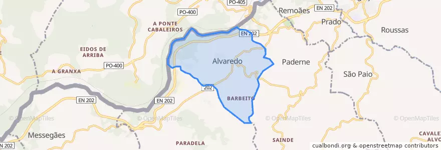 Mapa de ubicacion de Alvaredo.
