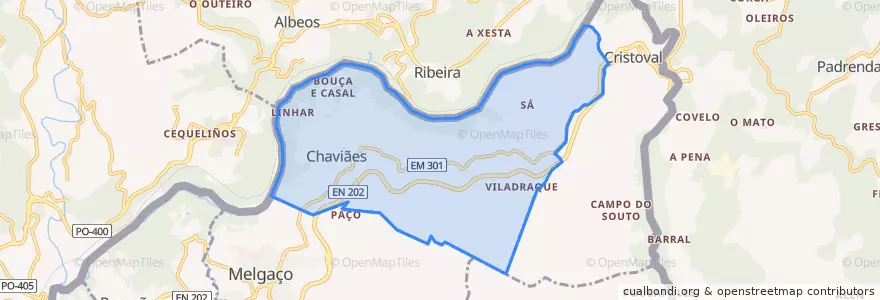 Mapa de ubicacion de Chaviães e Paços.