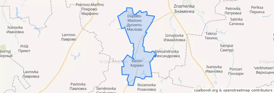 Mapa de ubicacion de Дуплято-Масловский сельсовет.
