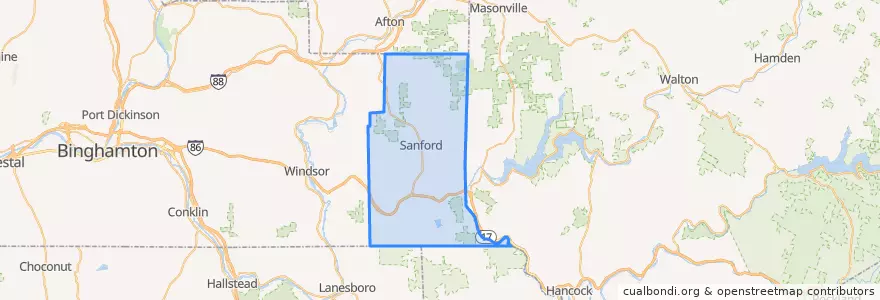 Mapa de ubicacion de Sanford Town.