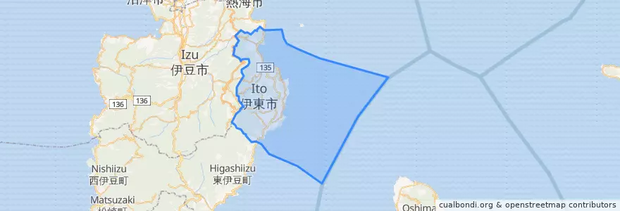 Mapa de ubicacion de 伊東市.