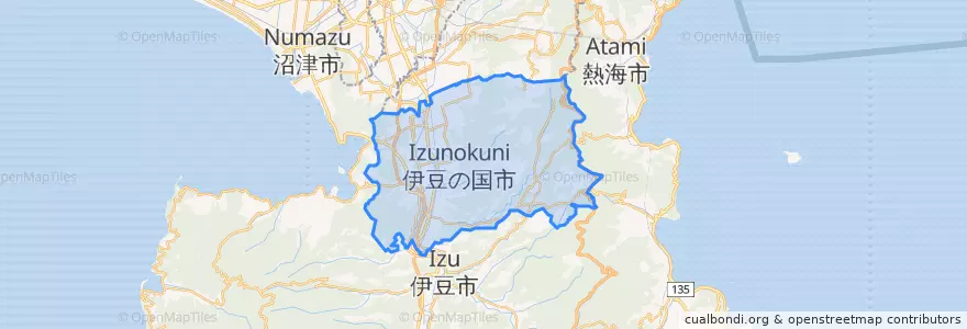 Mapa de ubicacion de Izunokuni.