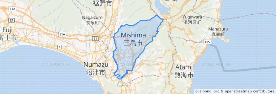 Mapa de ubicacion de Mishima.