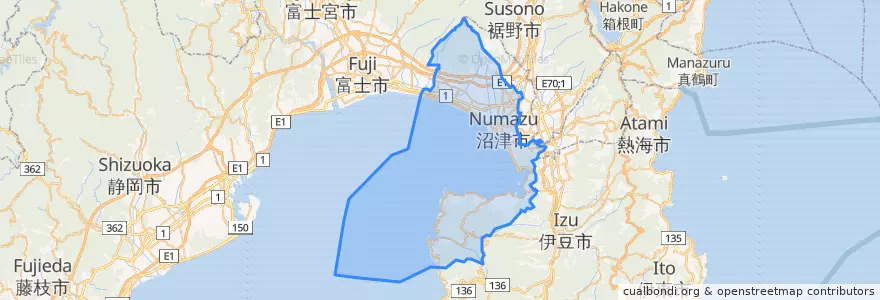 Mapa de ubicacion de 沼津市.