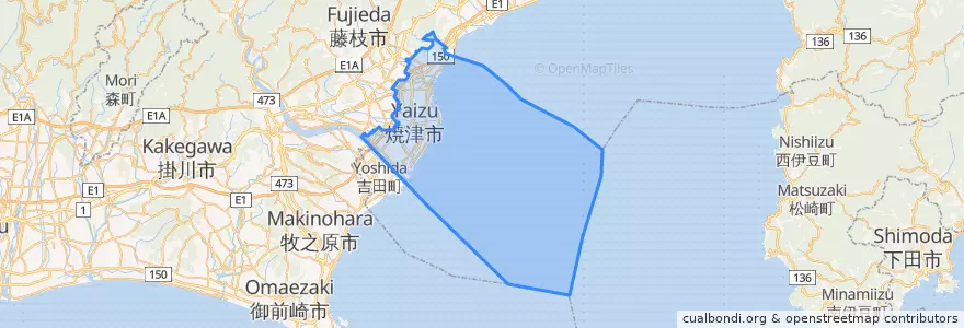 Mapa de ubicacion de 焼津市.