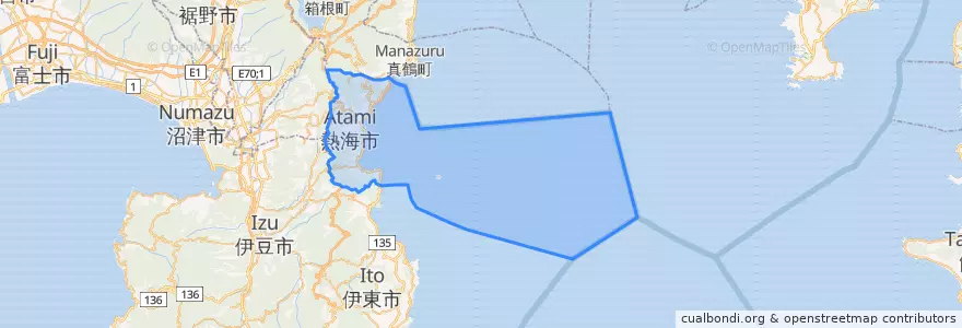 Mapa de ubicacion de 熱海市.