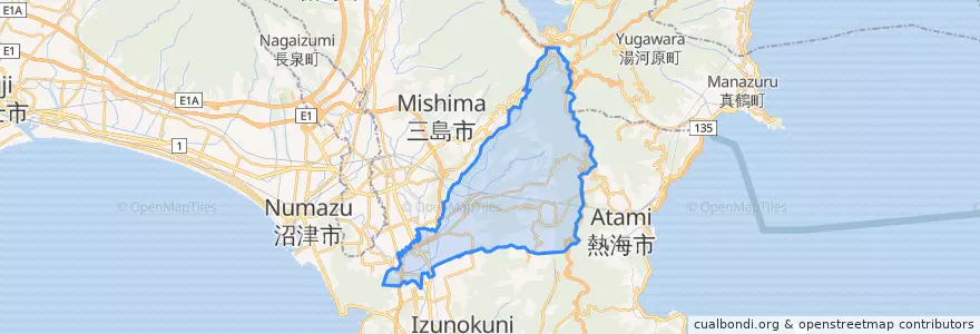 Mapa de ubicacion de 函南町.
