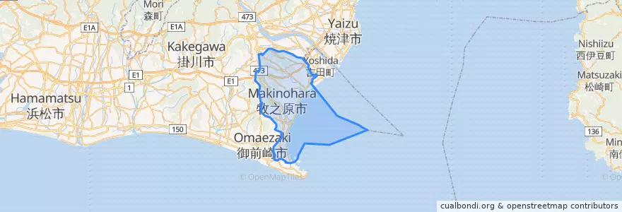 Mapa de ubicacion de 牧之原市.