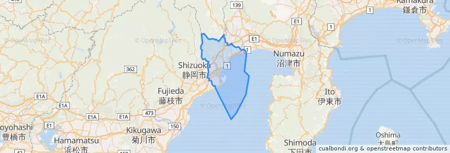 Mapa de ubicacion de Shimizu Ward.