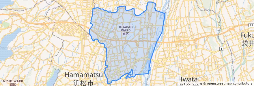 Mapa de ubicacion de Higashi Ward.