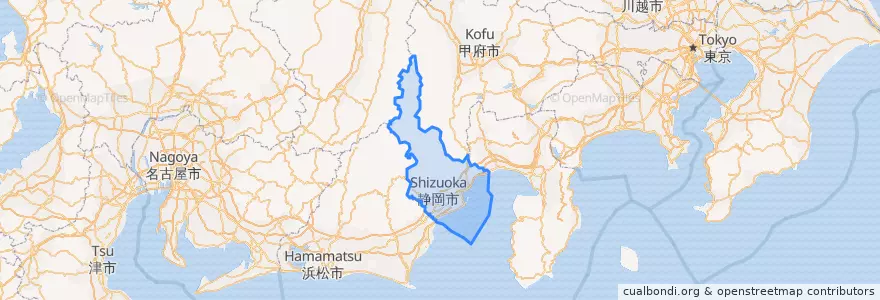 Mapa de ubicacion de 시즈오카시.