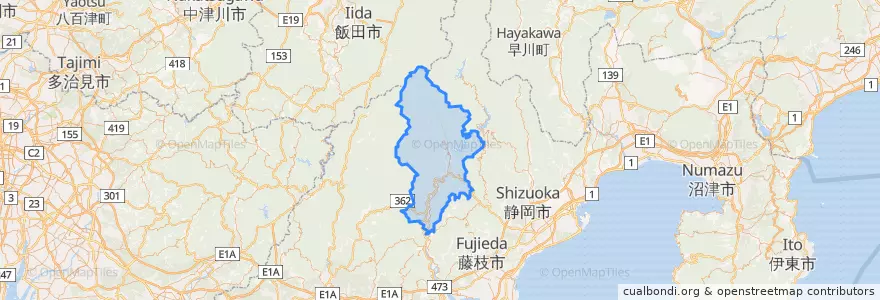 Mapa de ubicacion de 川根本町.