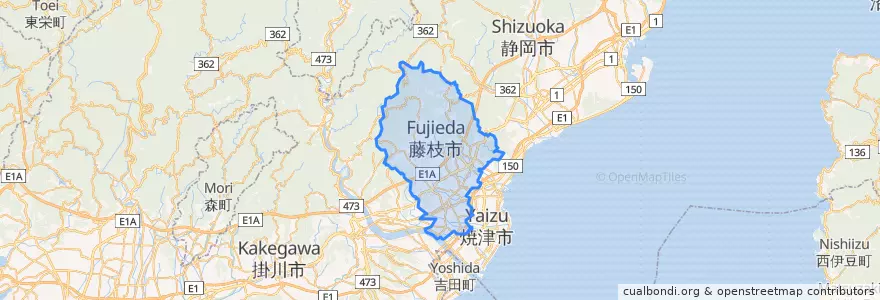Mapa de ubicacion de 藤枝市.