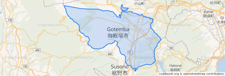 Mapa de ubicacion de 御殿場市.