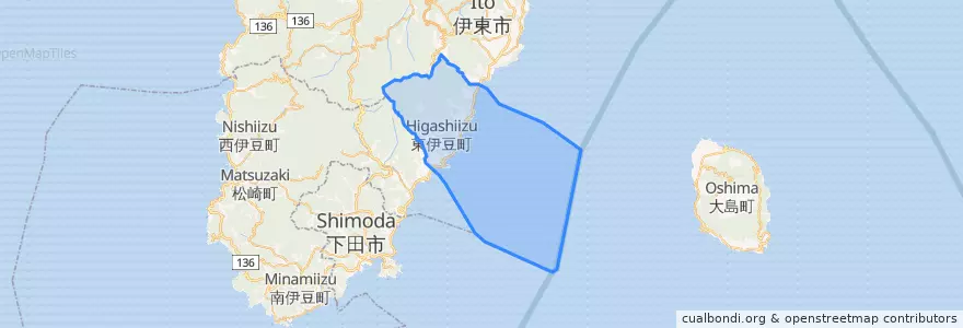 Mapa de ubicacion de 東伊豆町.