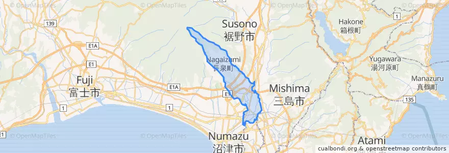 Mapa de ubicacion de Nagaizumi.