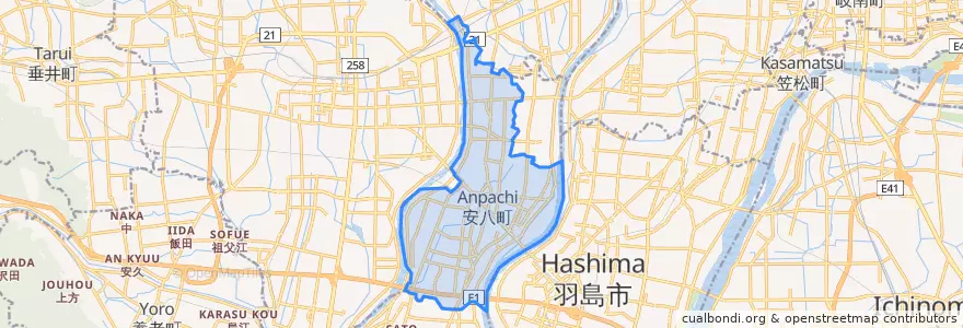 Mapa de ubicacion de 安八町.