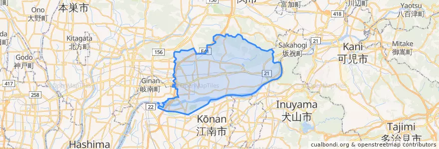 Mapa de ubicacion de 各務原市.