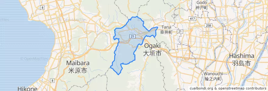 Mapa de ubicacion de 関ケ原町.