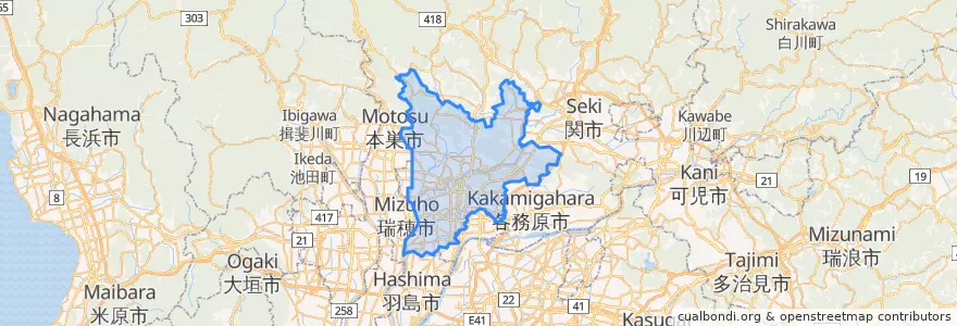 Mapa de ubicacion de 岐阜市.