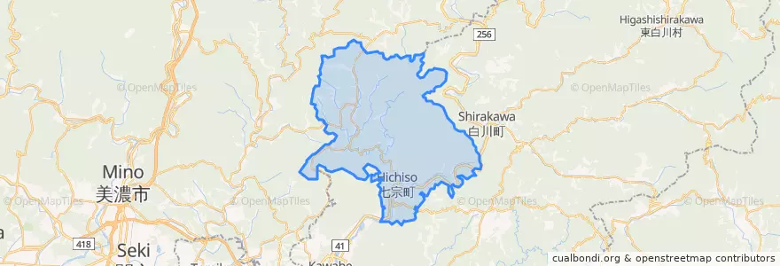 Mapa de ubicacion de 七宗町.