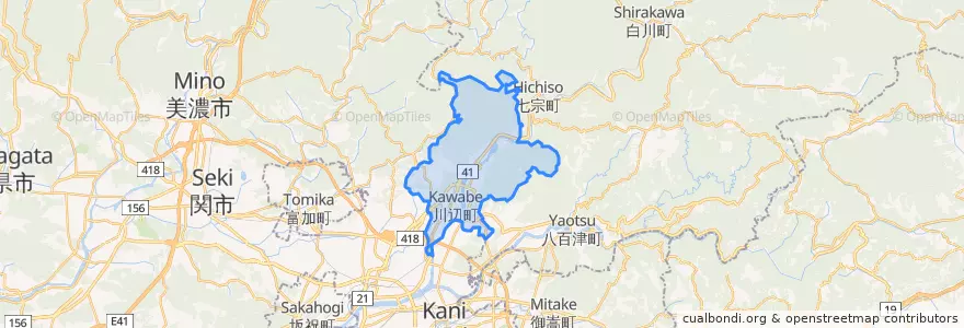 Mapa de ubicacion de 川辺町.