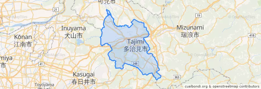 Mapa de ubicacion de Tajimi.