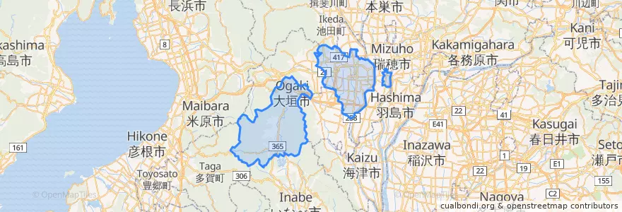 Mapa de ubicacion de 大垣市.