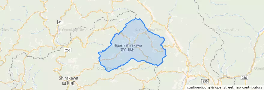 Mapa de ubicacion de 東白川村.