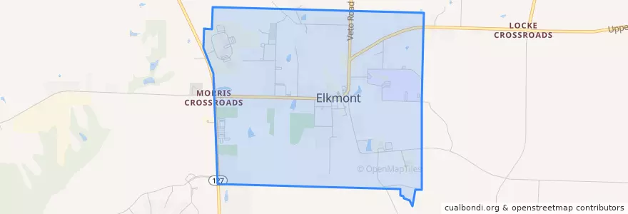 Mapa de ubicacion de Elkmont.