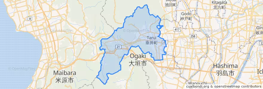 Mapa de ubicacion de 不破郡.